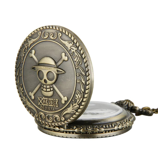 One Piece Cartoon Peripheral Pocket Watch Men Women Vintage Chain Pendant Hot Trendy Decoration Accessories Kids Birthday Gifts