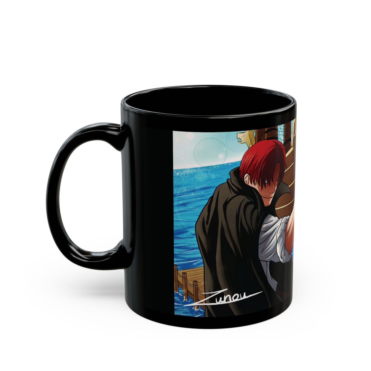 Anime Mug - Shanks and Luffy Design, Black (11oz, 15oz)