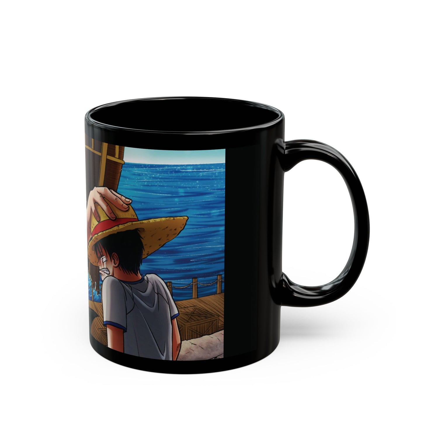 Anime Mug - Shanks and Luffy Design, Black (11oz, 15oz)