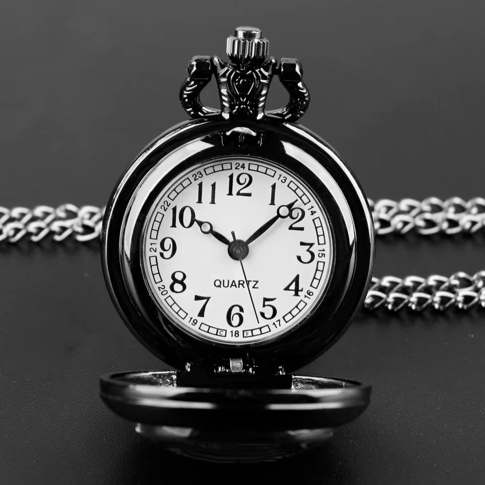 Anime Death Note Design Quartz Pocket Watch Gift Set with Durable Chain and Arabic Numeral Face Timeless Present for Men