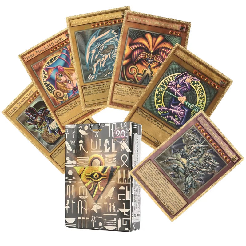 55Pcs Yu-Gi-Oh Anime Cards Blue Eyes Dark Magician Exodia Obelisk Slifer Ra Yugioh Gold Foil Battle Cards Kids Birthday Gift